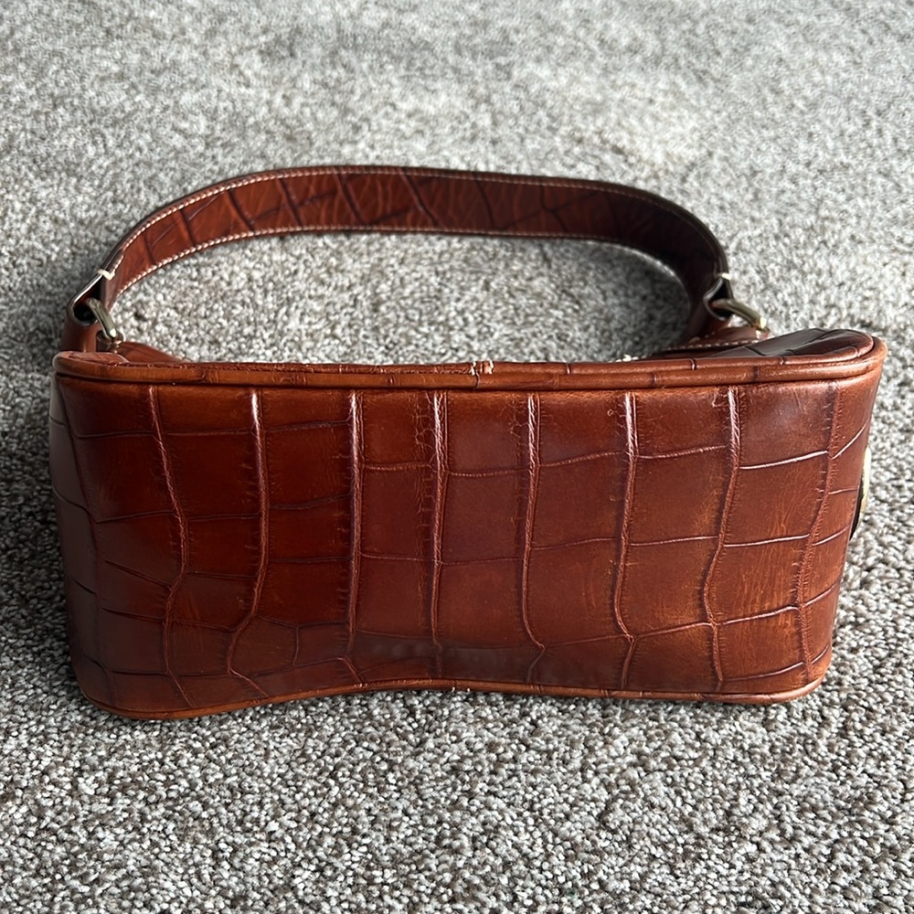 Dooney & Bourke Croc-Embossed Small Brown Leather Shoulder Bag - Picture 5 of 9